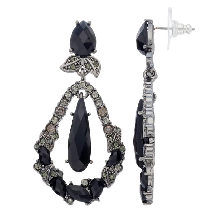 Napier Leafy Orbital Teardrop Earrings, Women's, Black