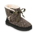 Women's Dearfoams Marled Knit Front-tie Boot Slippers, Size: Medium, Black