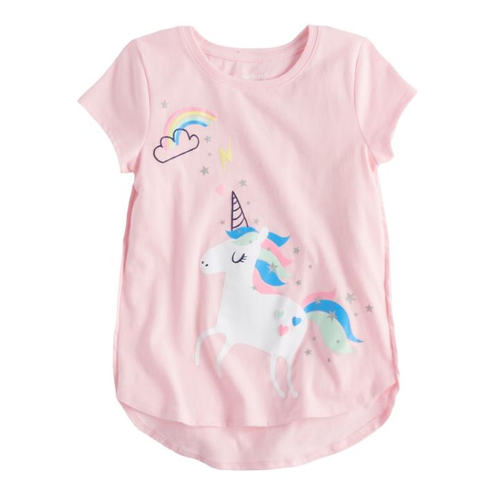 Girls 4-10 Jumping Beans&reg; Tulip Hem Printed Tee, Size: 4, Brt Pink