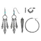 Mudd&reg; Nickel Free Leaf Earring Set, Women's, Dark Grey