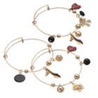 Ladybug, Heels & Flower Charm Bangle Bracelet Set, Women's, Red