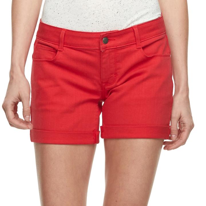 Women's Apt. 9&reg; Cuffed Midrise Jean Shorts, Size: 10, Med Red
