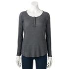 Women's Sonoma Goods For Life&trade; Ribbed Henley Tee, Size: Medium, Black