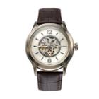 Marc Anthony Men's Smooth Sophistication Leather Automatic Skeleton Watch, Size: Xl, Brown