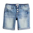 Girls 7-16 & Plus Size So&reg; Triple Snap Button Bermuda Shorts, Size: 16 1/2, Light Blue