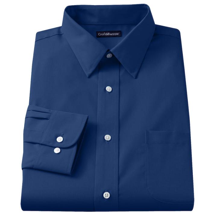 Men's Croft & Barrow&reg; Slim-fit Solid Easy Care Point-collar Dress Shirt, Size: 15.5-32/33, Blue