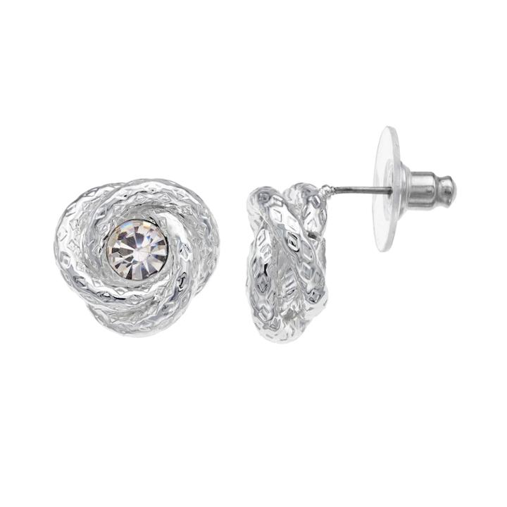 Napier Textured Love Knot Nickel Free Drop Earrings, Women's, Silver