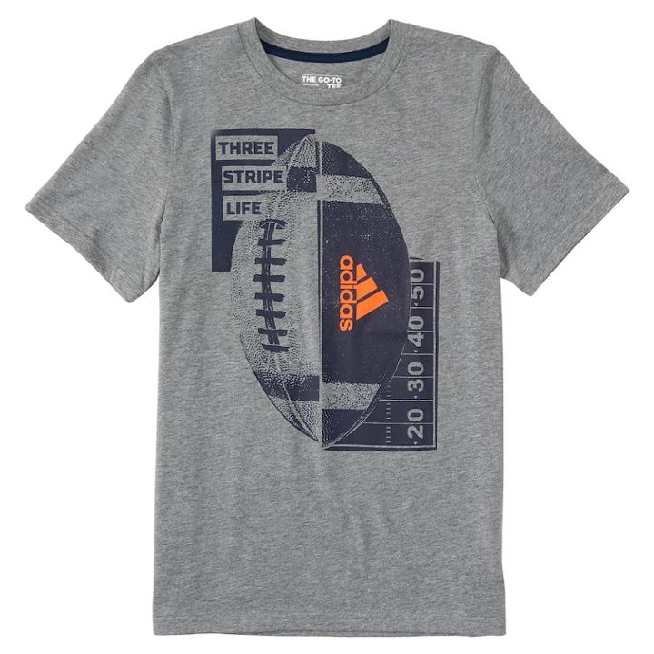Boys 4-7x Adidas Football Logo Graphic Tee, Size: 5, Dark Grey