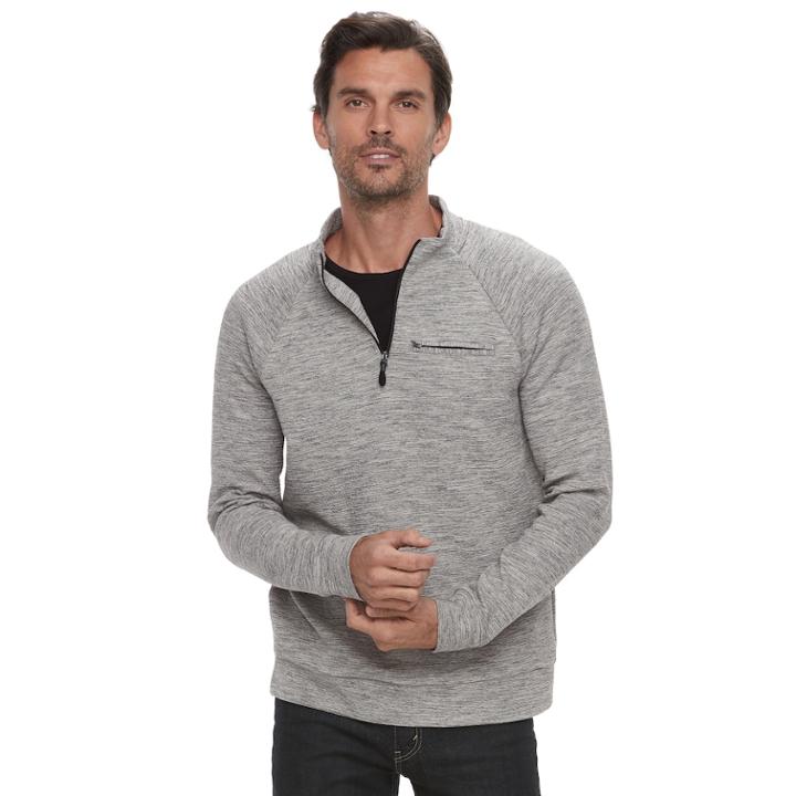 Men's Marc Anthony Slim-fit Marled Quarter-zip Pullover, Size: Large, White