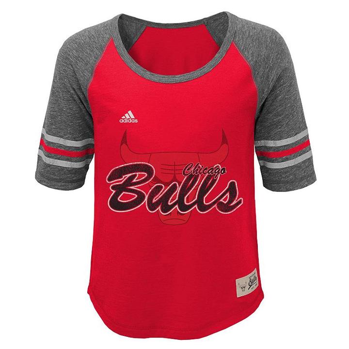 Girls 7-16 Adidas Chicago Bulls High-low Raglan Tee, Girl's, Size: Medium, Red