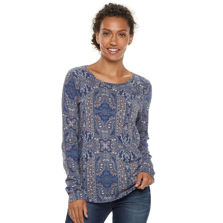 Petite Sonoma Goods For Life&trade; Essential Crewneck Tee, Women's, Size: Xl Petite, Dark Blue