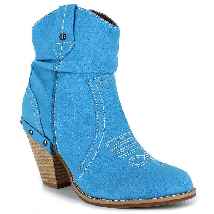 Dolce By Mojo Moxy Menzie Women's Western Ankle Boots, Size: 7, Blue