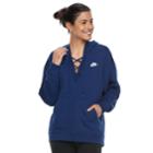 Women's Nike Sportswear Lace-up Hoodie, Size: Large, Blue