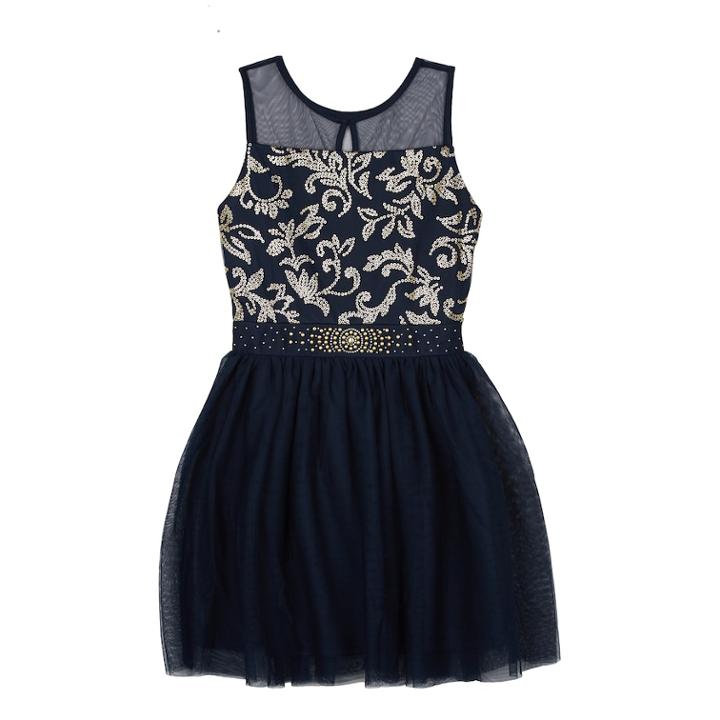Girls 7-16 Iz Amy Byer Illusion Neckline Navy (blue) Dress, Size: 8