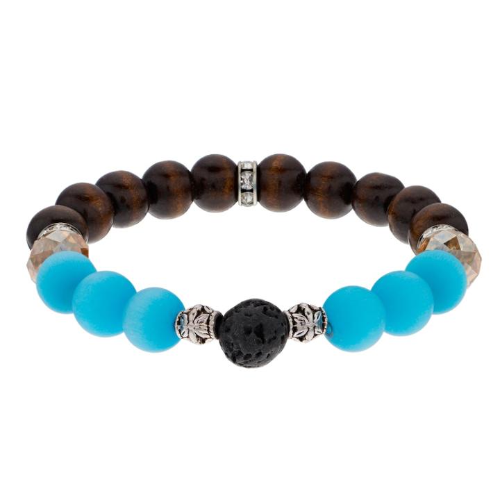 Believe In Blue Wood Bead Lava Stone Essential Oil Bracelet, Women's, Multicolor