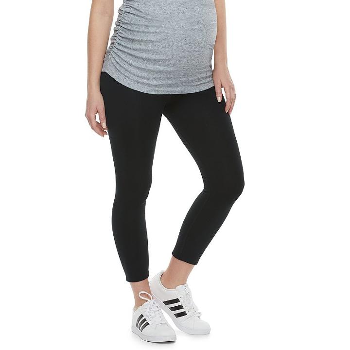 Maternity A:glow Full Belly Panel Capri Leggings, Women's, Size: Xl-mat, Black