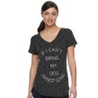 Women's Apt. 9&reg; Graphic V-neck Tee, Size: Small, Dark Grey