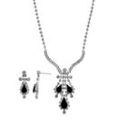 Crystal Allure Teardrop Necklace And Drop Earring Set, Girl's, Size: 18, Black
