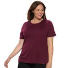 Plus Size Croft & Barrow&reg; Essential Crewneck Tee, Women's, Size: 2xl, Dark Red