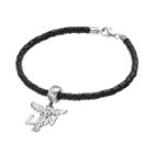 Logoart Sterling Silver & Leather Lpn Caduceus Nurse Charm Bracelet, Women's, Size: 7.5, Grey