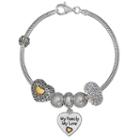 Individuality Beads Crystal Sterling Silver Snake Chain Bracelet & Family Charm & Bead Set, Women's, Size: 7.5, White