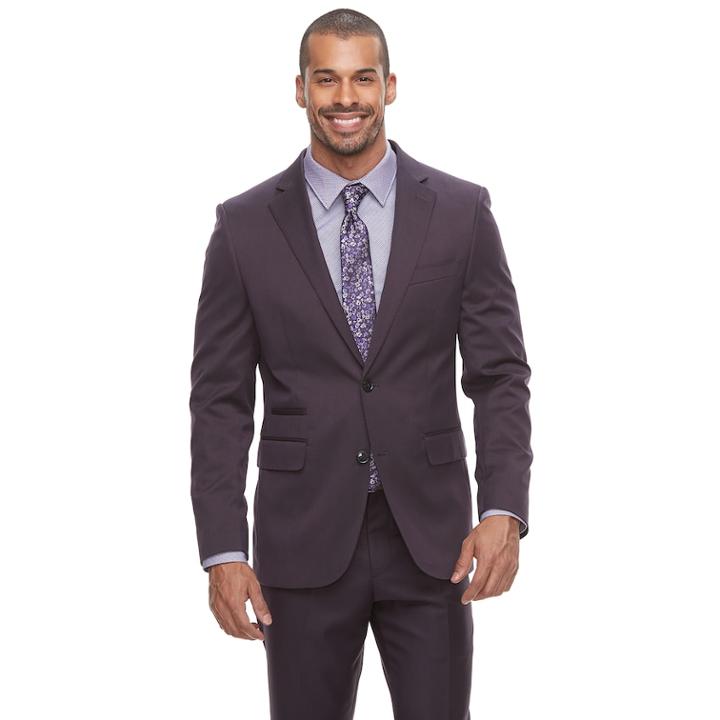 Men's Savile Row Modern-fit Purple Suit Jacket, Size: 42 Short