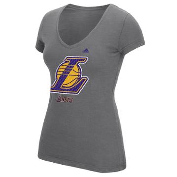 Women's Adidas Los Angeles Lakers Netted Shine Logo Tee, Size: Small, Grey