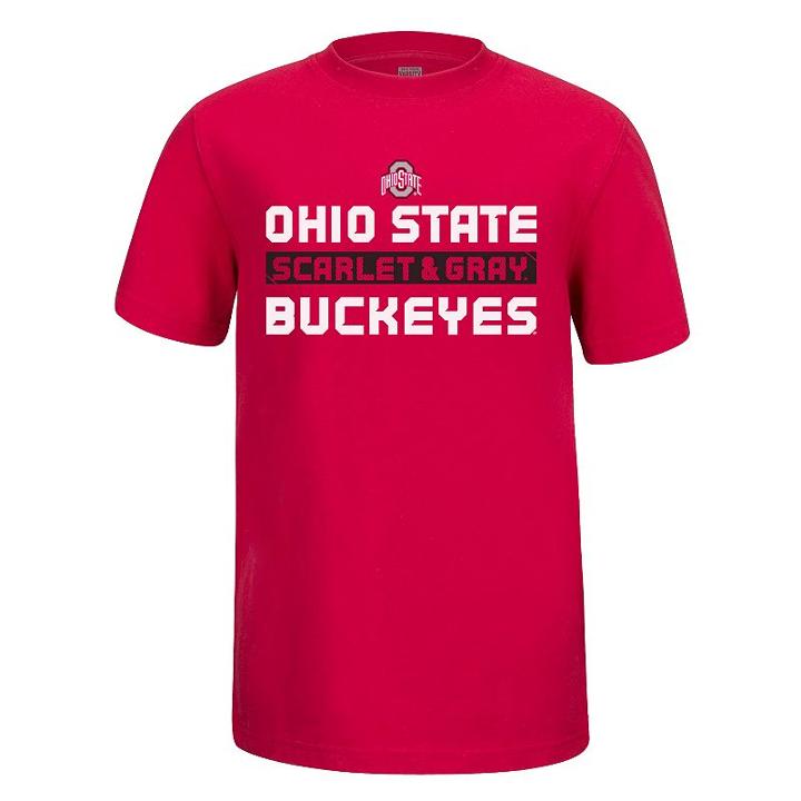Boys 8-20 Ohio State Buckeyes Scarlet & Gray Tee, Boy's, Size: L(14/16), Brt Red