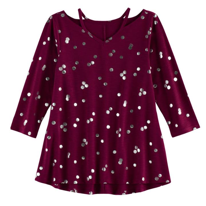 Girls 7-16 & Plus Size So&reg; 3/4-sleeve Strappy Swing Top, Size: 16, Med Purple