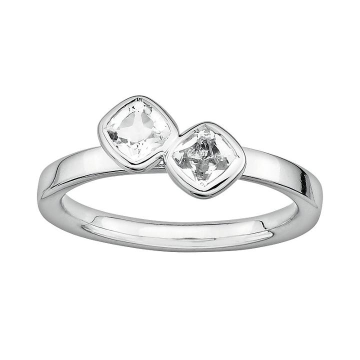 Stacks And Stones Sterling Silver White Topaz Stack Ring, Women's, Size: 6, Grey