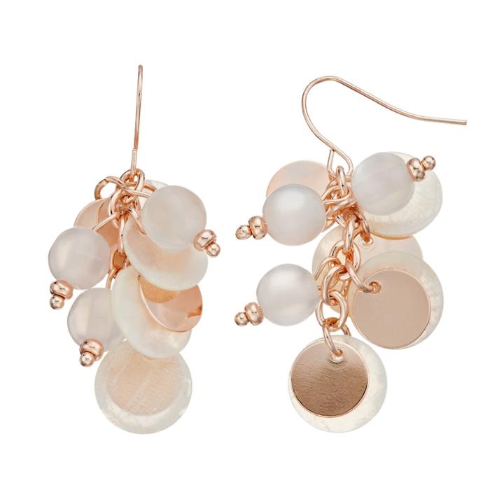 White Faux Shell Drop Earrings, Women's, Light Pink