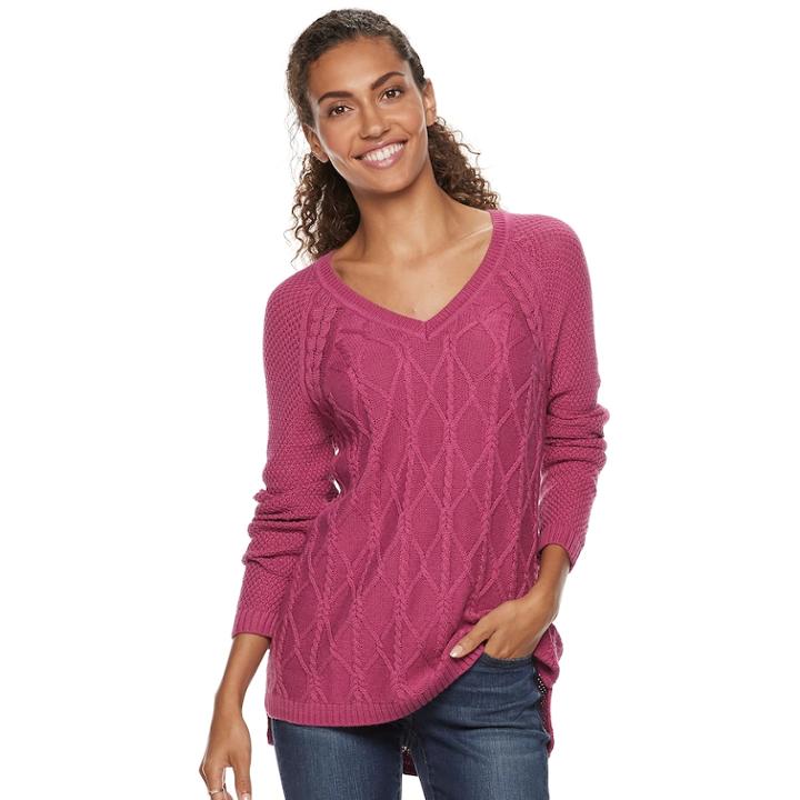 Women's Sonoma Goods For Life&trade; Trellis Cable-knit Sweater, Size: Xxl, Pink