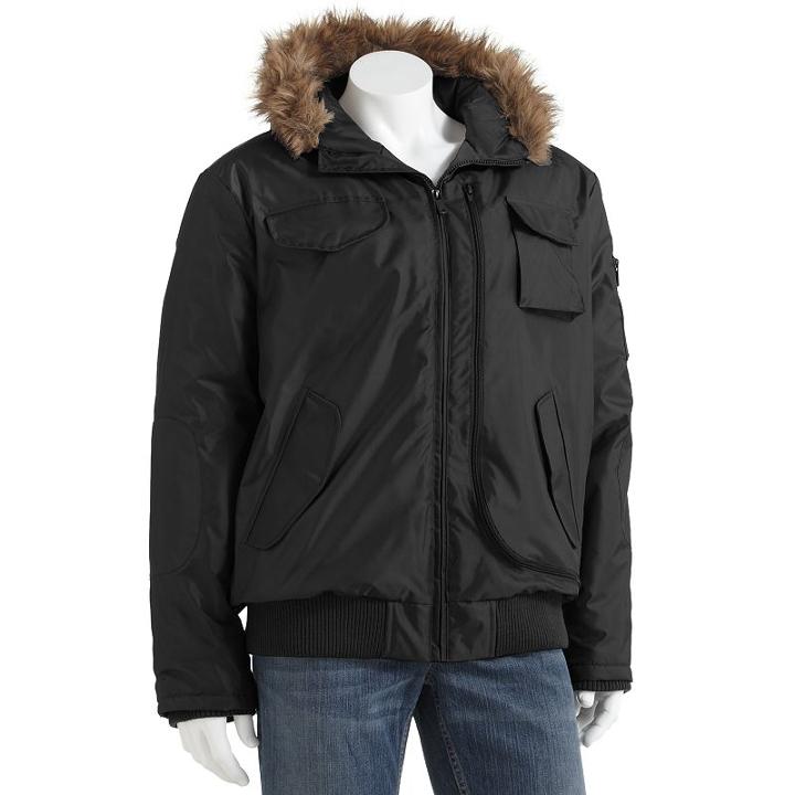 Excelled, Men's Hooded Bomber Jacket, Size: Large, Black