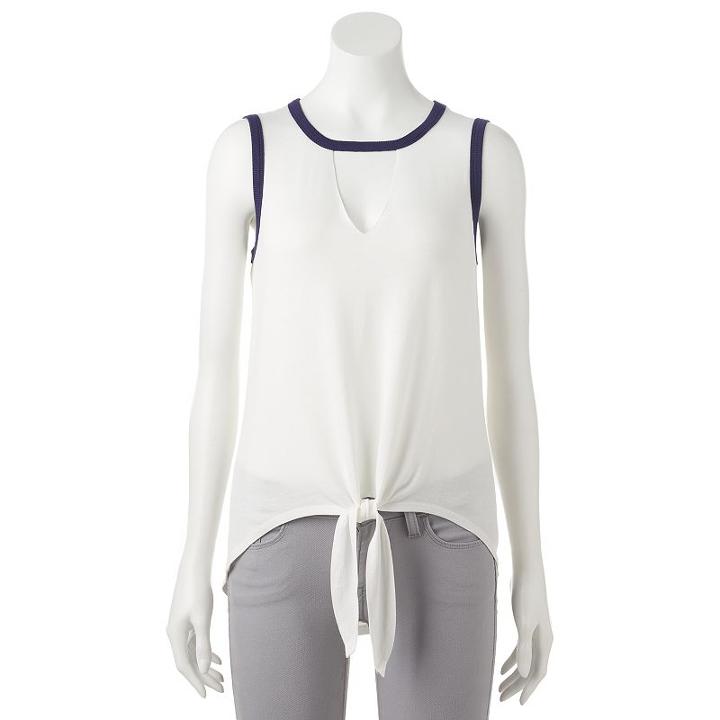 Juniors' Love, Fire Choker Neck Ringer Tank, Girl's, Size: Small, White Oth