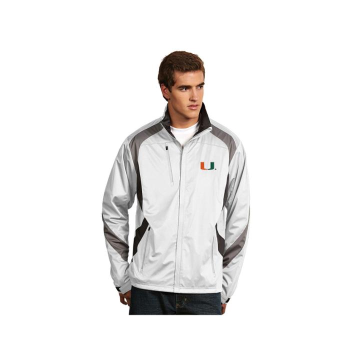 Men's Antigua Miami Hurricanes Tempest Desert Dry Xtra-lite Performance Jacket, Size: Xl, White