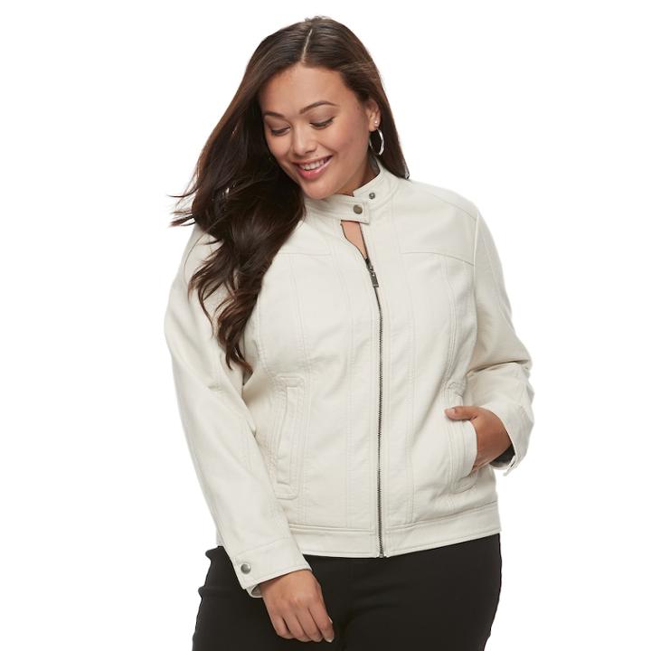 Plus Size Apt. 9&reg; Faux-leather Moto Jacket, Women's, Size: 1xl, White