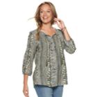 Women's Sonoma Goods For Life&trade; Printed Pintuck Peasant Top, Size: Medium, Green