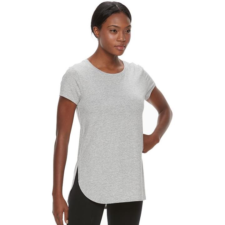 Women's Tek Gear&reg; High Slit Tunic Tee, Size: Large, Med Grey