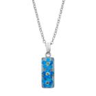 Silver Plated Forget-me-not Rectangle Pendant Necklace, Women's, Grey