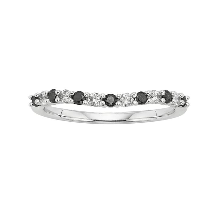 14k White Gold 1/3-ct. T.w. Igl Certified Black And White Diamond Wedding Ring, Women's, Size: 6