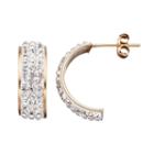 Crystal 14k Gold Over Silver Semi-hoop Earrings, Women's, White