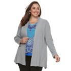 Plus Size Plus Dana Buchman Ribbed Long Sleeve Cardigan, Women's, Size: 2xl, Med Grey