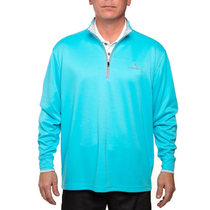 Men's Pebble Beach Classic-fit Brushed Interlock Quarter-zip Performance Golf Pullover Sweater, Size: Xl, Turquoise/blue (turq/aqua)