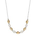 Sterling Silver Citrine & Freshwater Cultured Pearl Beaded Necklace, Women's, Size: 18, Yellow