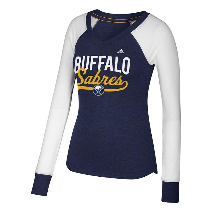 Women's Adidas Buffalo Sabres Constructed Raglan Tee, Size: Xxl, Blue (navy)