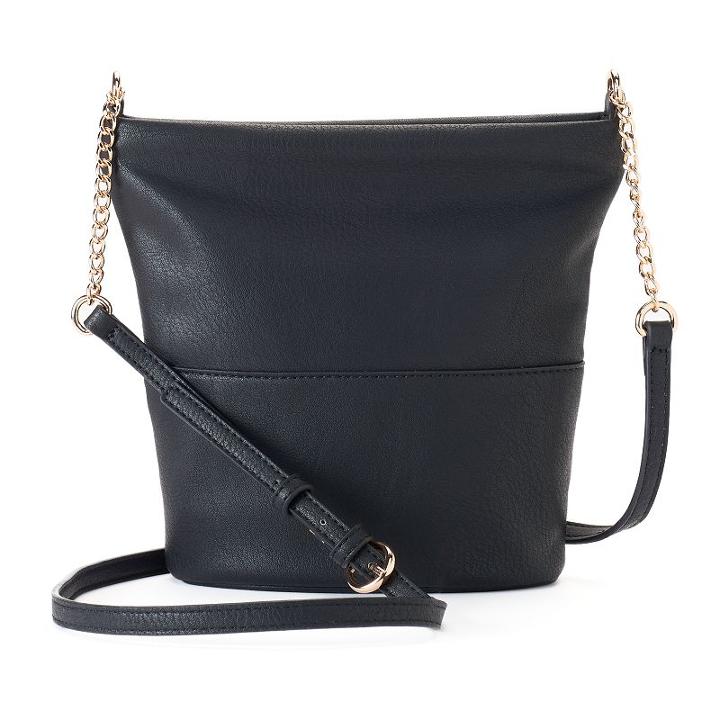 Lc Lauren Conrad Daisy Soft Bucket Crossbody Bag, Women's, Black