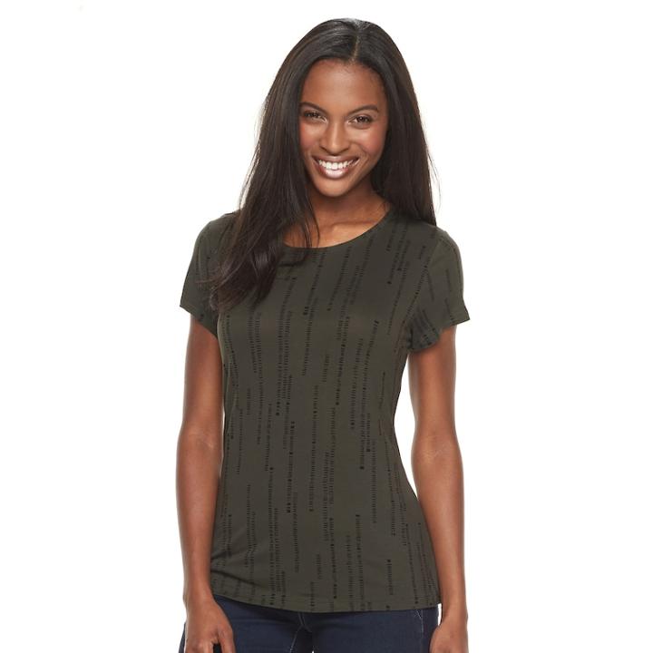 Petite Apt. 9&reg; Essential Crewneck Jersey Tee, Women's, Size: L Petite, Green