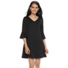 Petite Apt. 9&reg; Bell-sleeve A-line Dress, Women's, Size: L Petite, Black