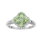 Sterling Silver Peridot & White Topaz Flower Ring, Women's, Size: 9, Green