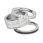 Logoart Toronto Maple Leafs Stainless Steel Crystal Stack Ring Set, Women's, Size: 7, Blue